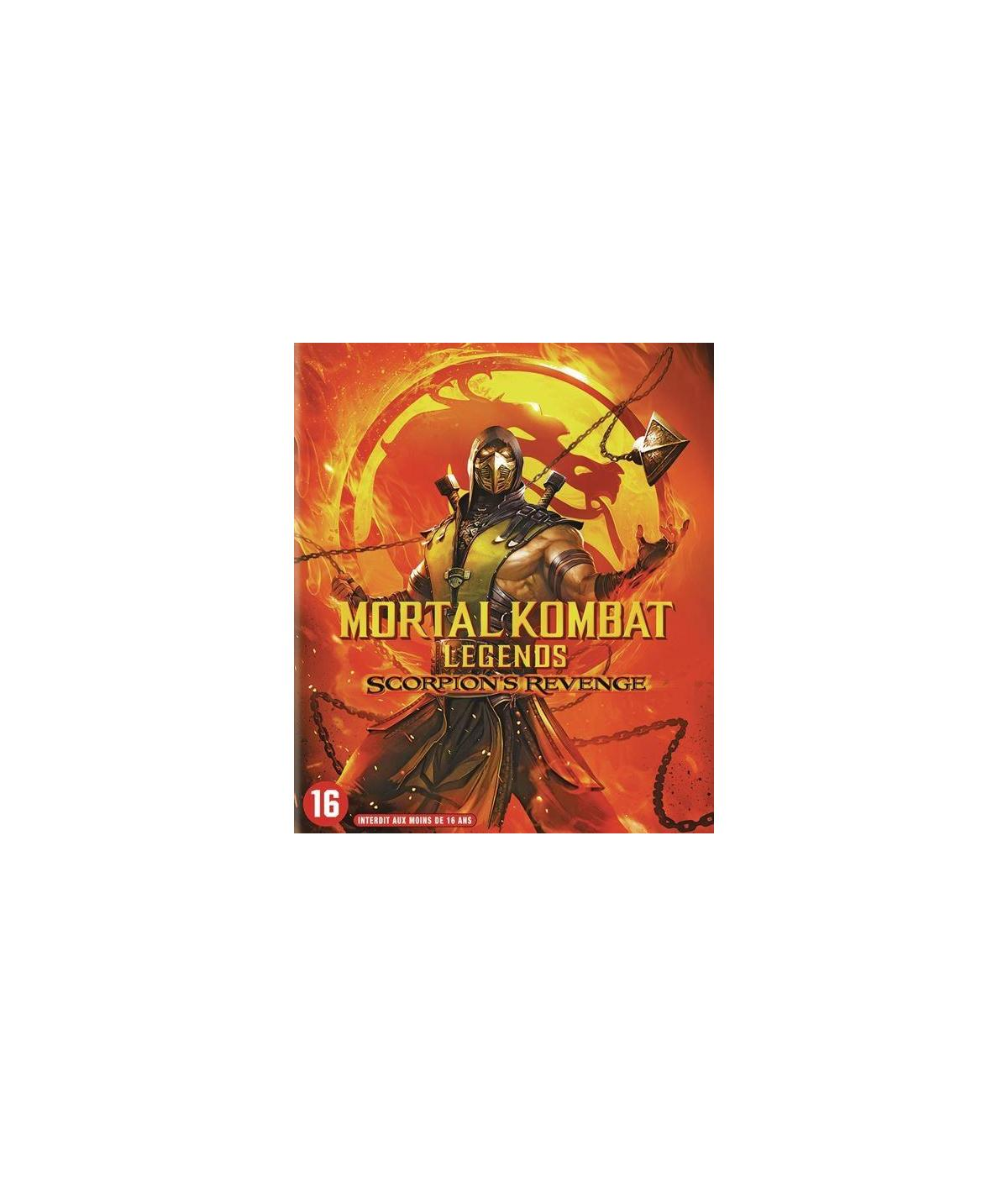 Filmposter voor 'Mortal Kombat Legends: Scorpion's Revenge'. Een personage met kettingen.