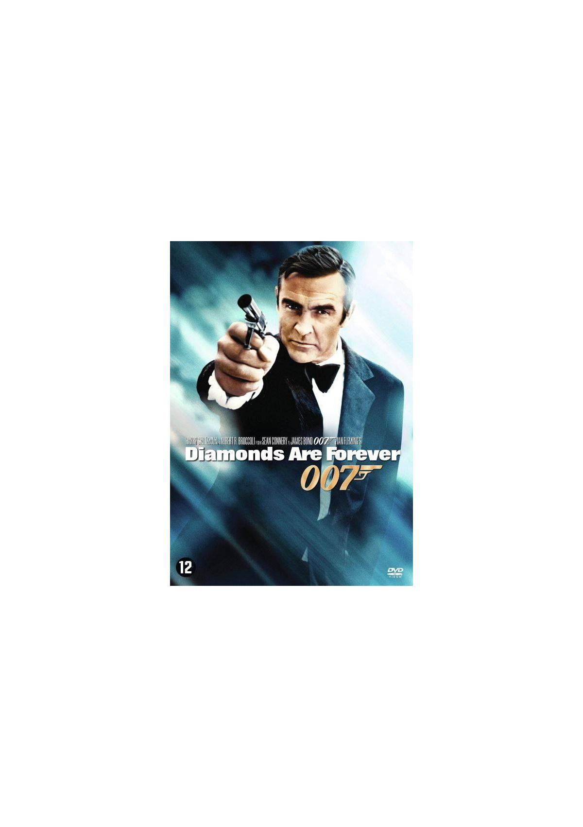 Affiche du film : James Bond, tenant une arme, titre 'Diamonds Are Forever'.