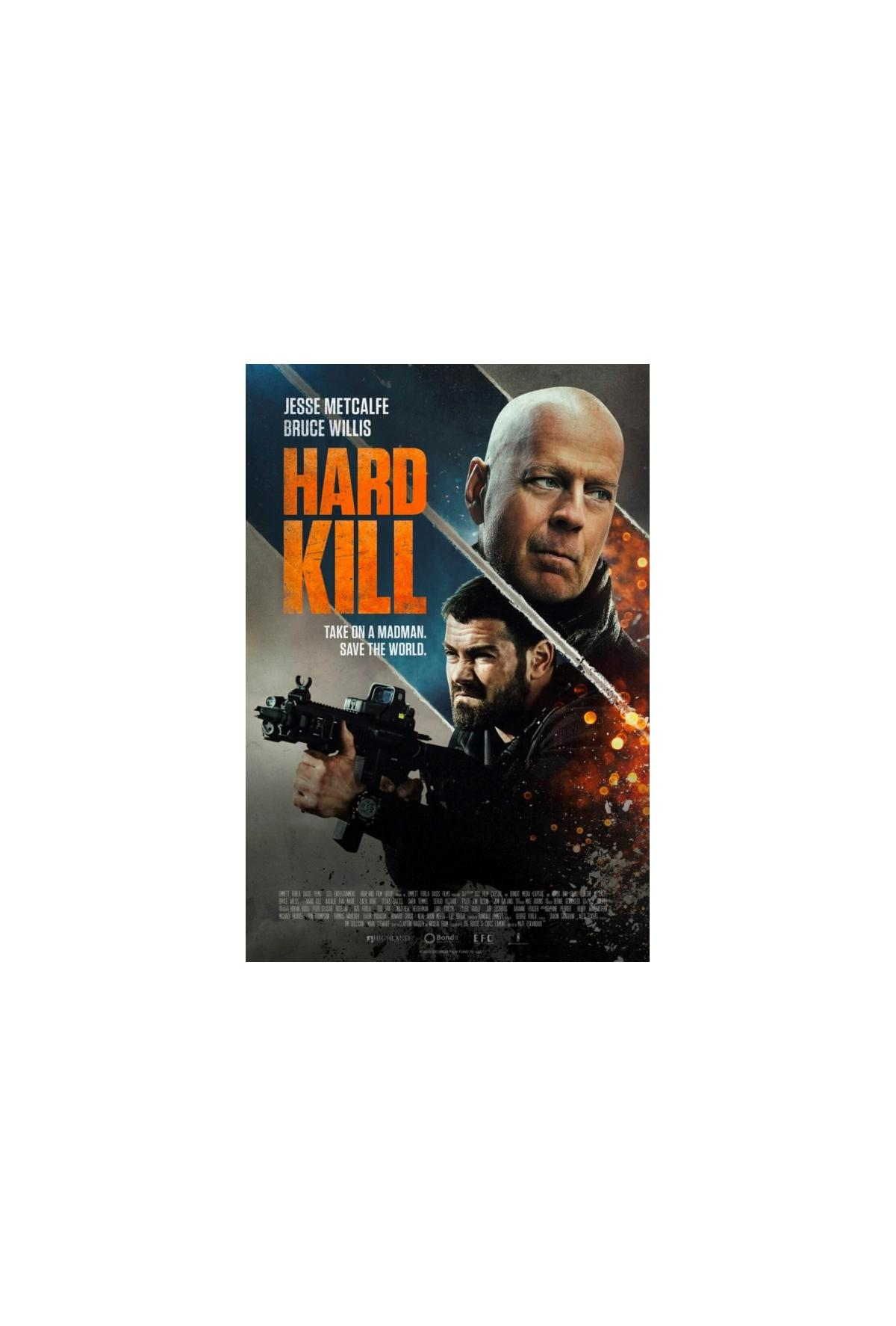 Couverture du film. Bruce Willis et Jesse Metcalfe. Texte : Hard Kill.