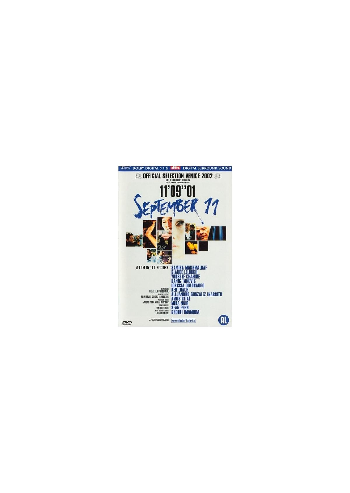 Couverture DVD '11'09'01 September 11'. Diverses images, un collage, titre.