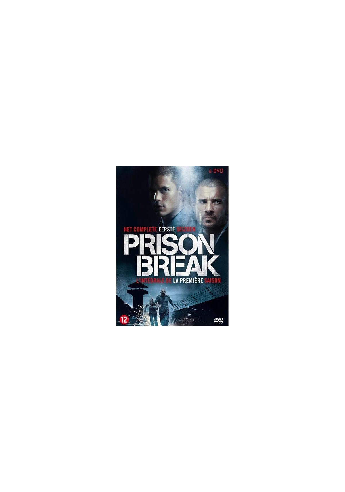 La couverture de 'Prison Break'. Deux hommes au centre avec du texte sur la couverture.