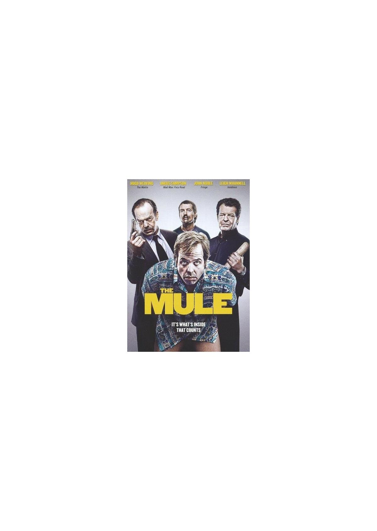 DVD-hoes. Man in geruit overhemd omringd door mannen. Titel: The Mule.