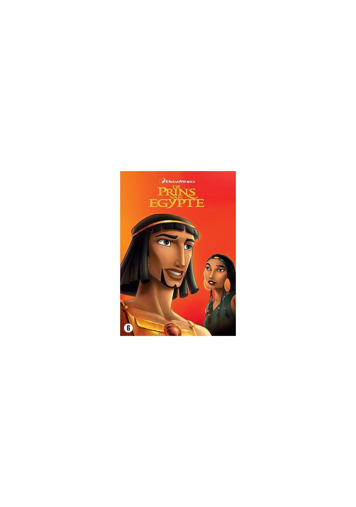 Filmposter, cartoon stijl. Een Egyptische man en vrouw. Titel: Prins Egypte.