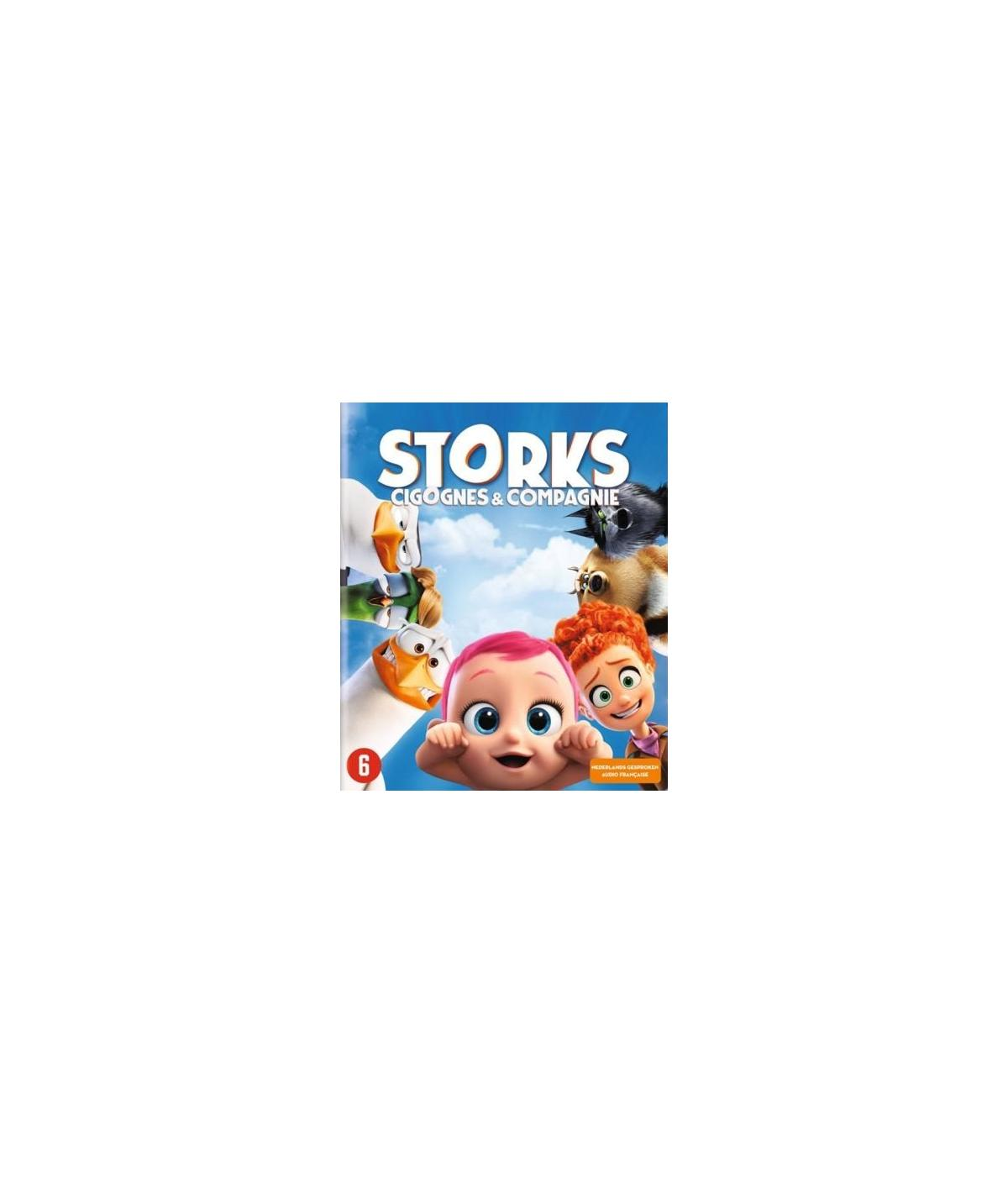 Filmposter. Animatie met een baby, ooievaars en andere dieren. Storks.