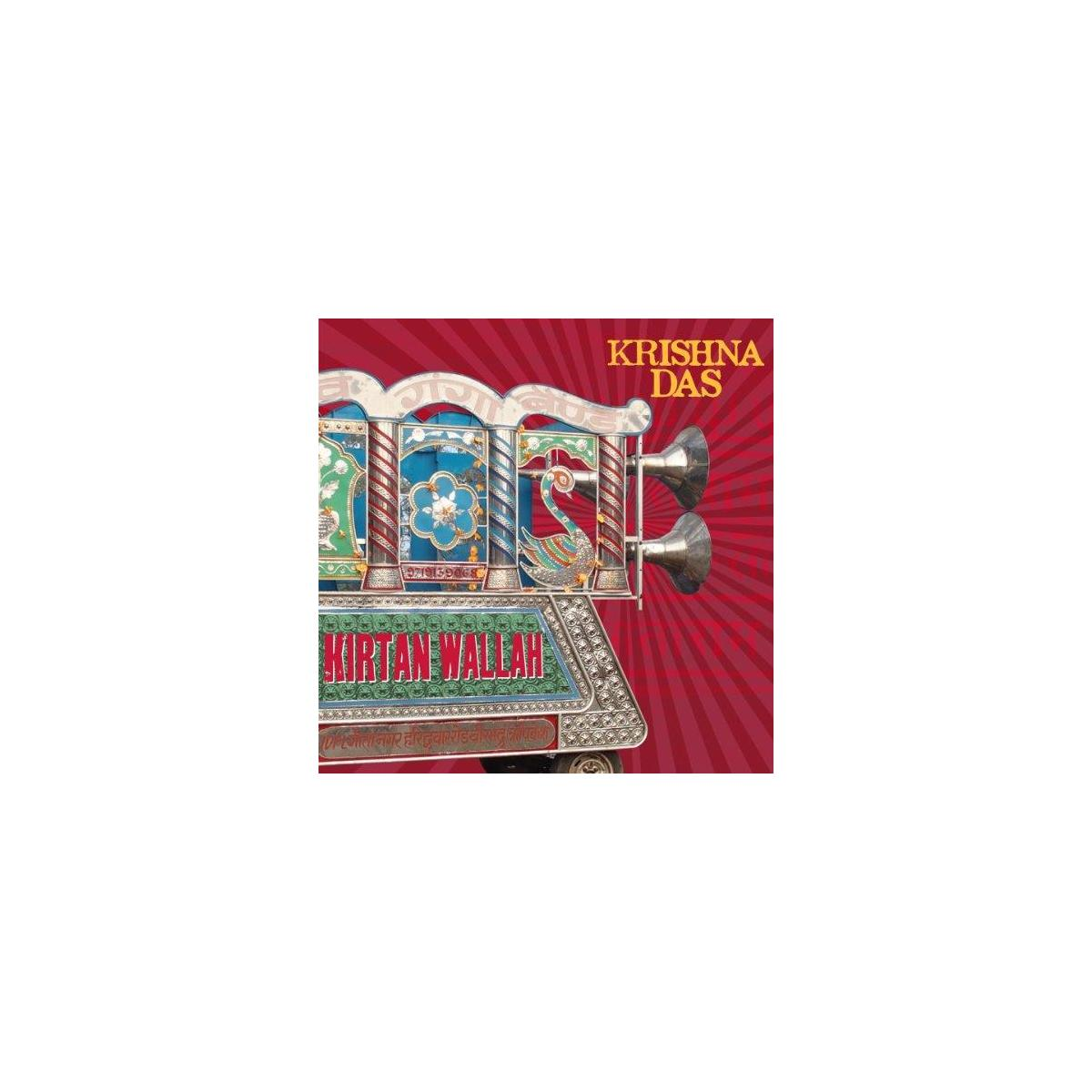 Pochette d'album : Krishna Das, avec un camion décoré sur le thème religieux et du texte.