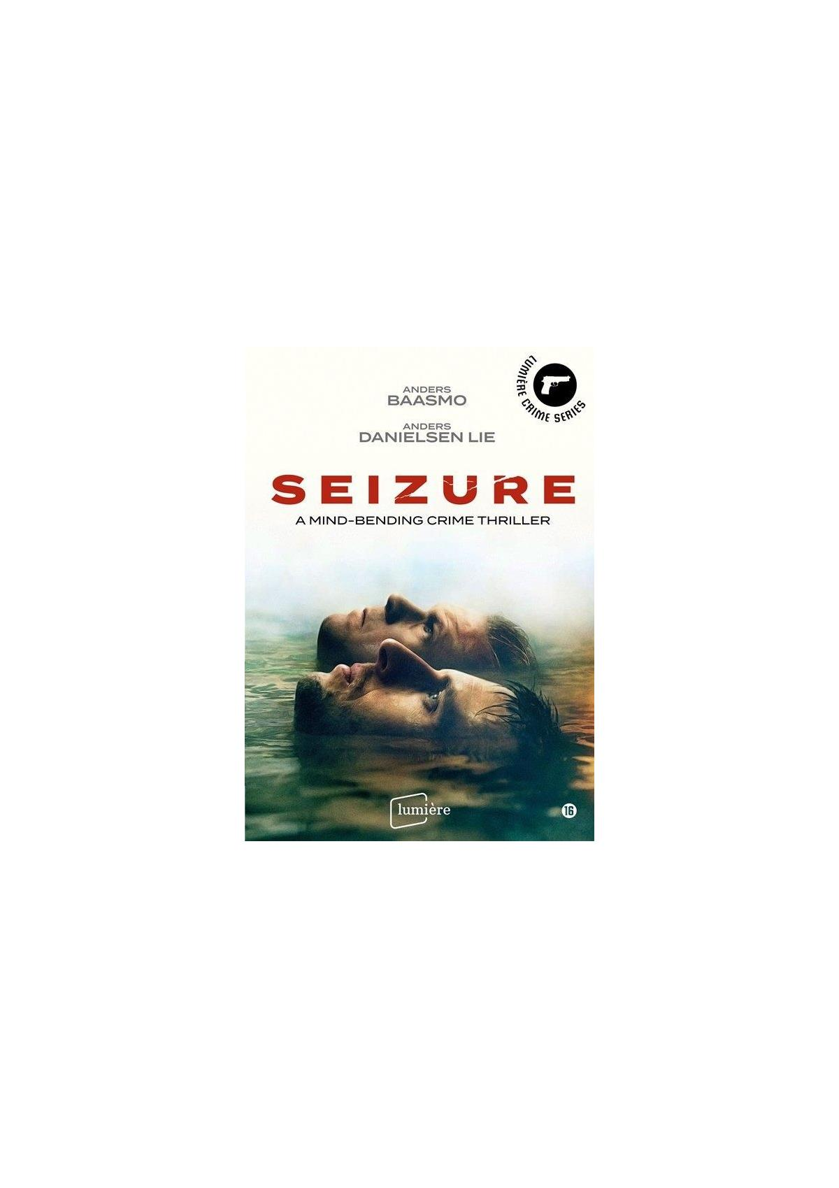 Couverture du film de deux hommes dans l'eau avec la tête en l'air. Titre : Seizure.