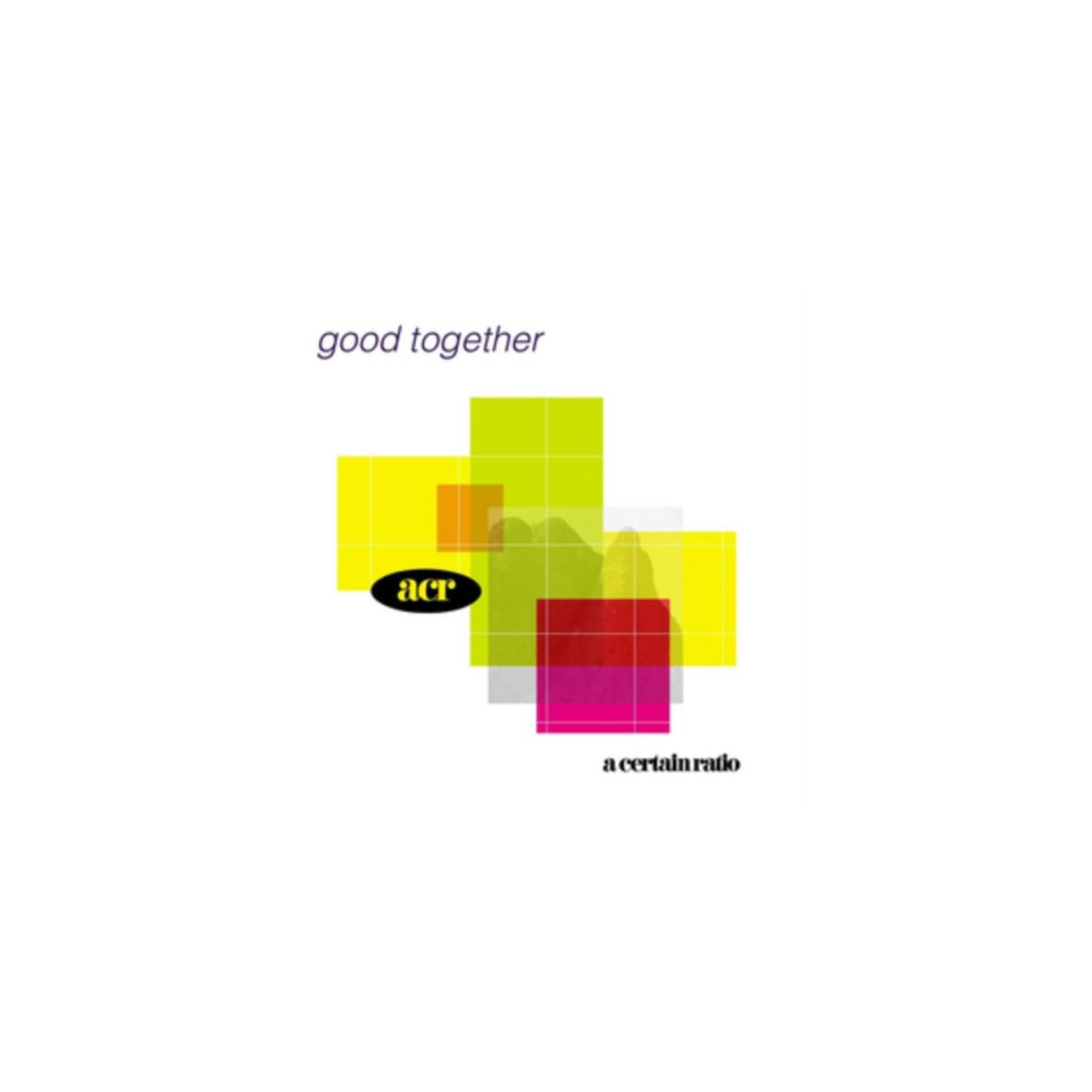Albumhoes: A Certain Ratio's 'good together', abstracte kunst met gekleurde vierkanten en het logo van de band.