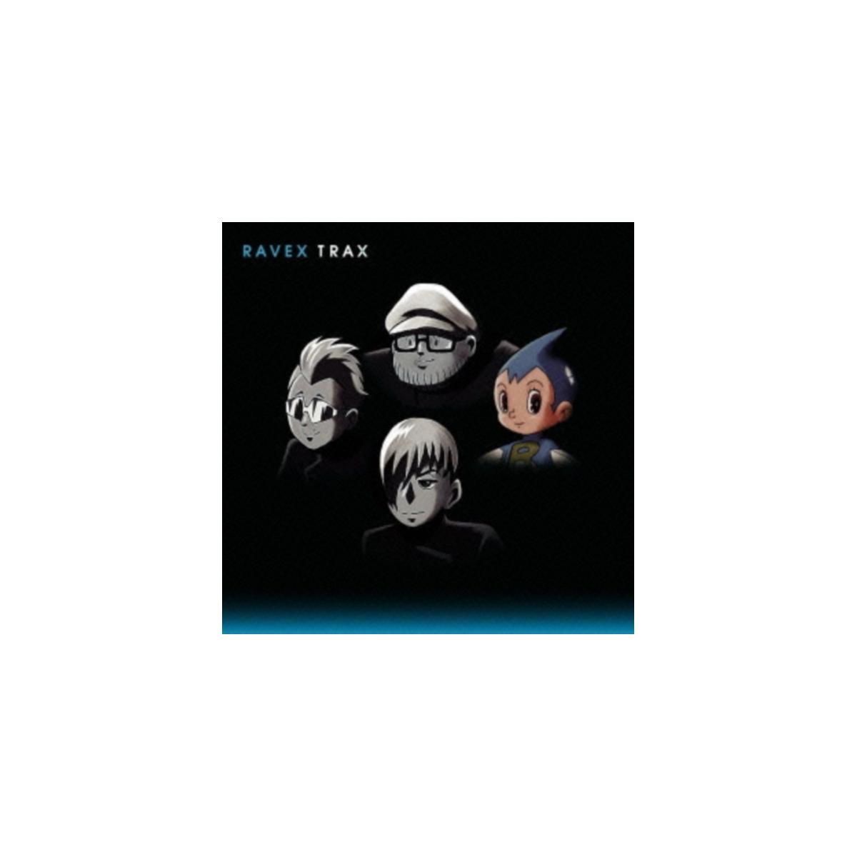 Pochette d'album avec quatre personnages de dessins animés. Texte "RAVEX TRAX".