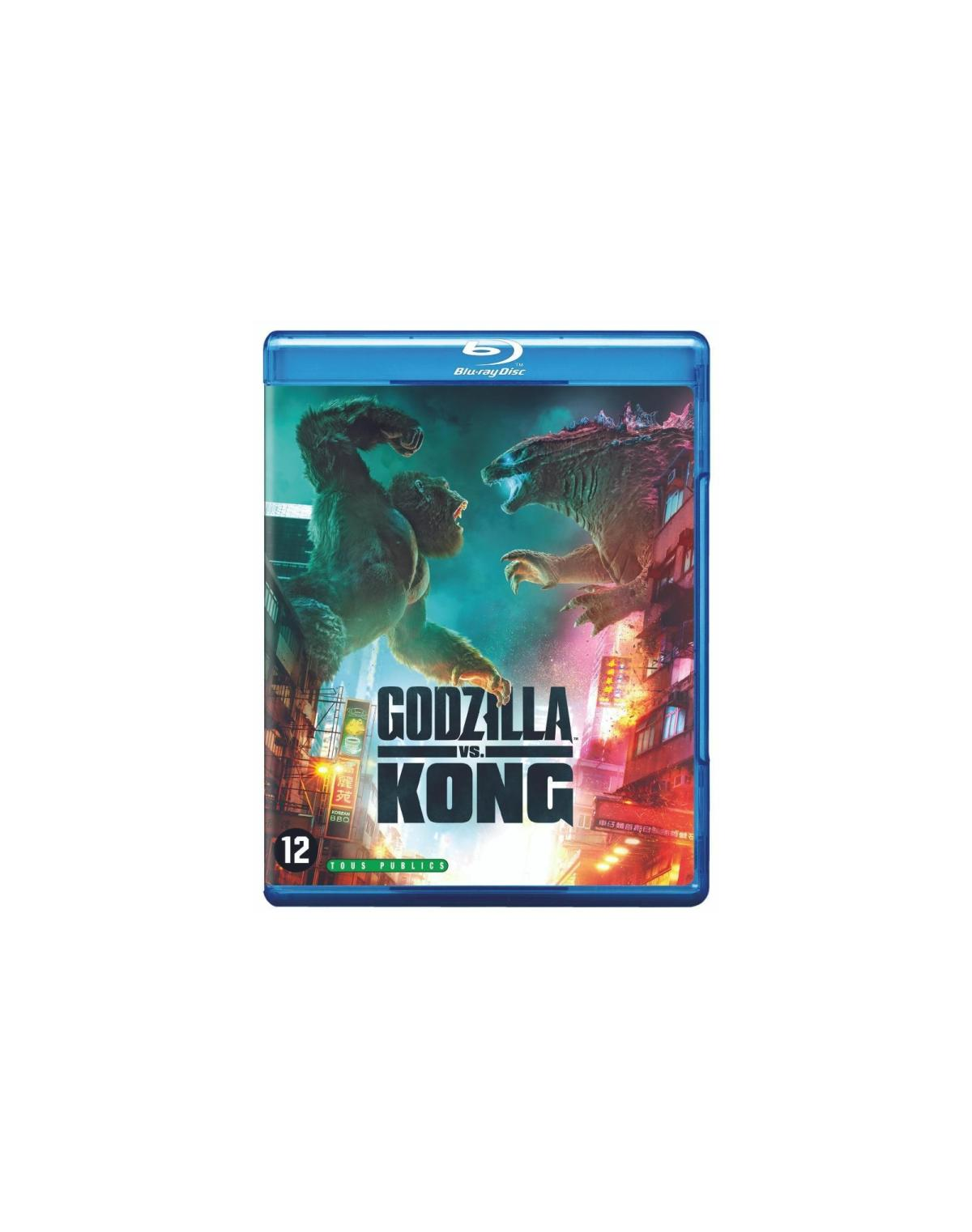 Pochette de DVD Godzilla vs. Kong. Des images de Godzilla et Kong en train de se battre sont présentées.
