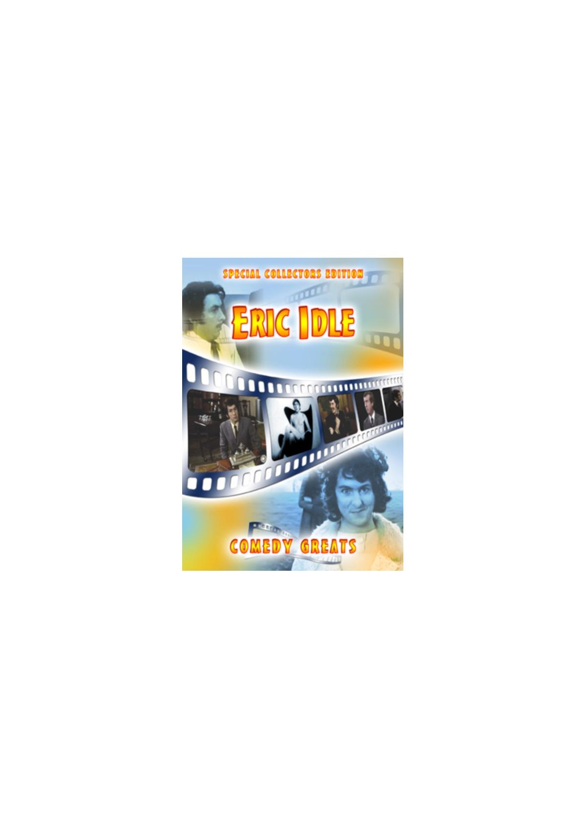Couverture du DVD d'Eric Idle avec de multiples images d'Eric Idle. Titre : Les grands de la comédie.