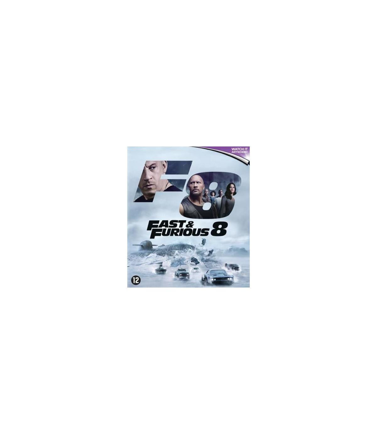 Couverture du film Fast & Furious 8. Acteurs et voitures. Titre : Fast & Furious 8. Classé 12.