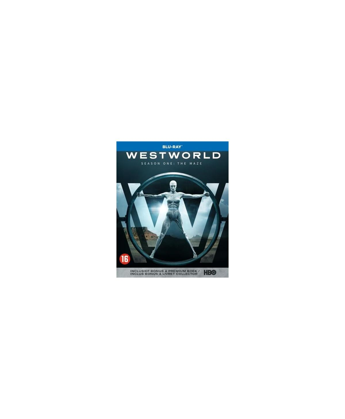 Westworld Seizoen 1 cover. Man in een cirkel. Titel: Westworld Seizoen 1. Leeftijd: 16.