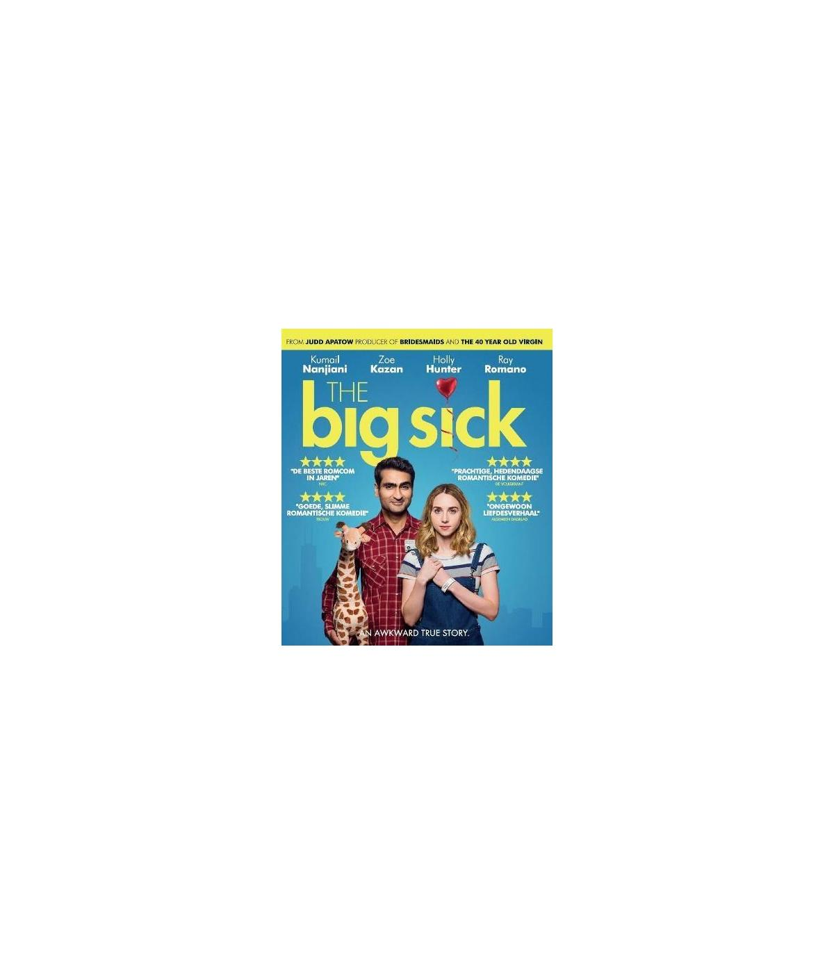 The Big Sick filmposter. Een koppel met een giraf speelgoed, met tekst bovenaan.