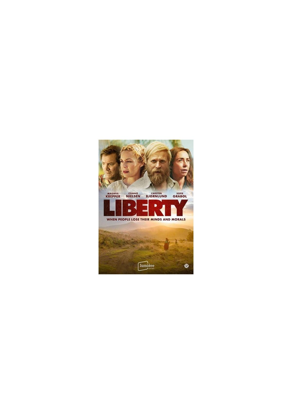 Affiche de film : Quatre personnes dans un champ. Titre 'Liberty'.