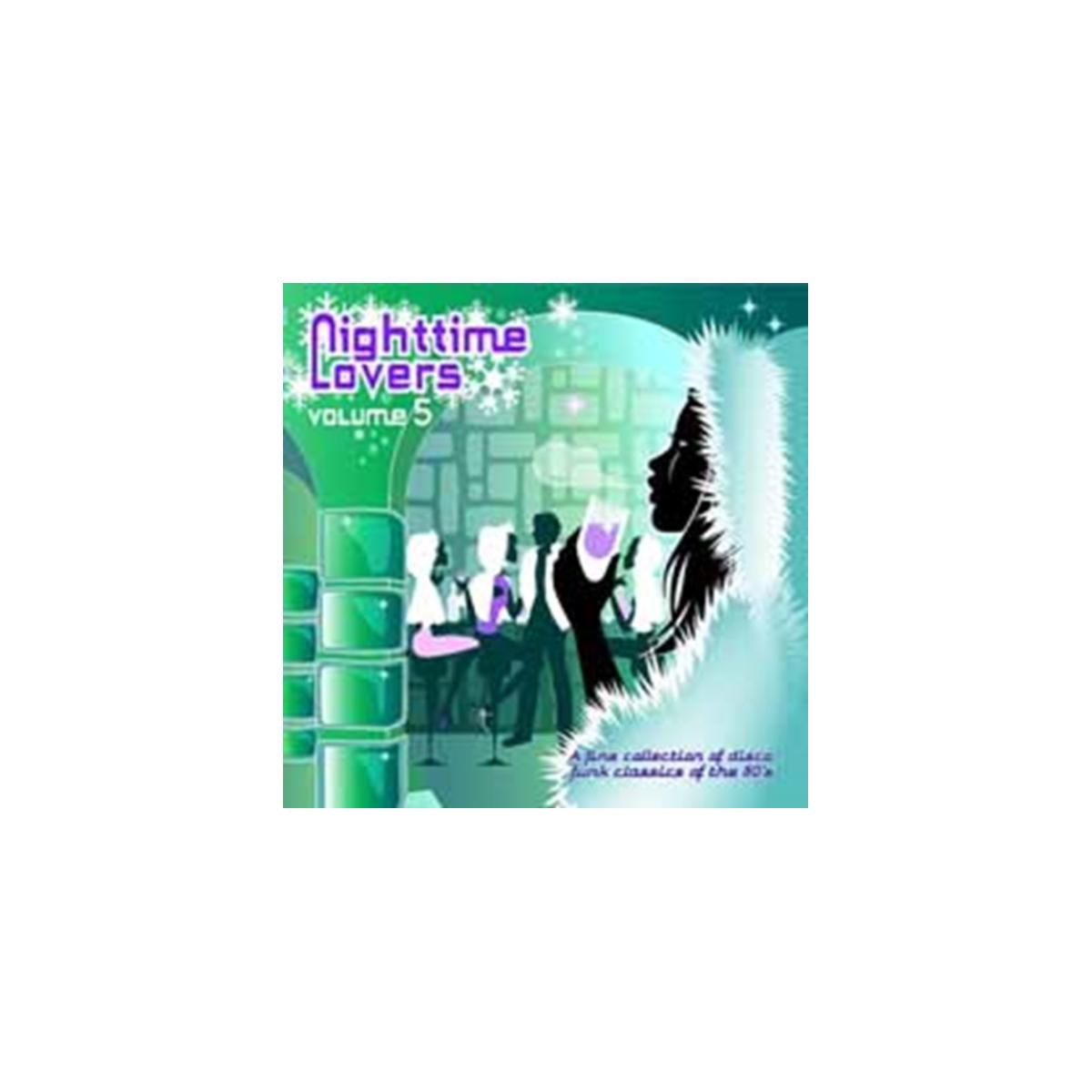 CD-hoes: Tekst: Nighttime Lovers Volume 5. Een vrouw silhouette. Groene achtergrond.