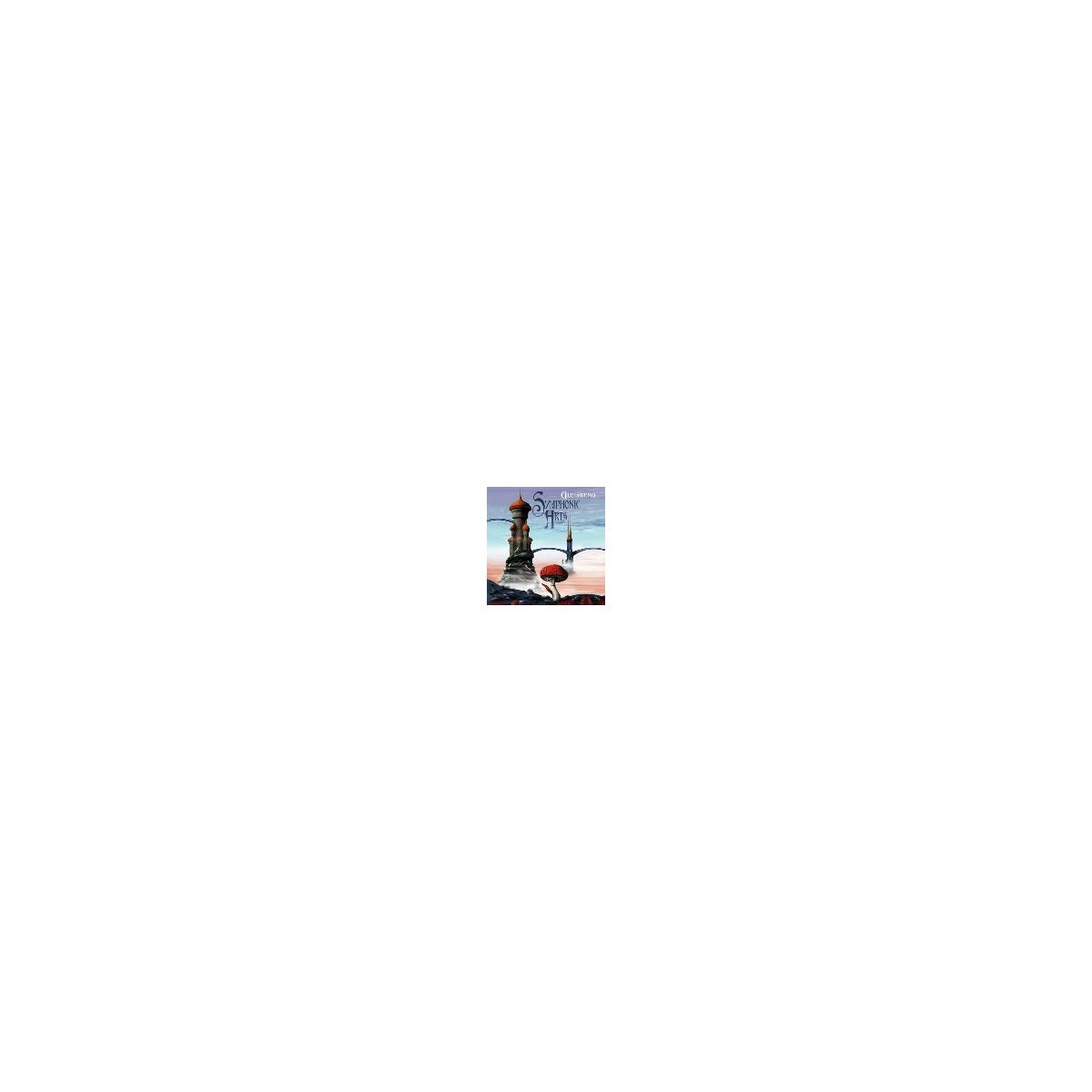 Albumhoes. Illustratie van een toren, een rood wijnglas, met een donkere achtergrond.