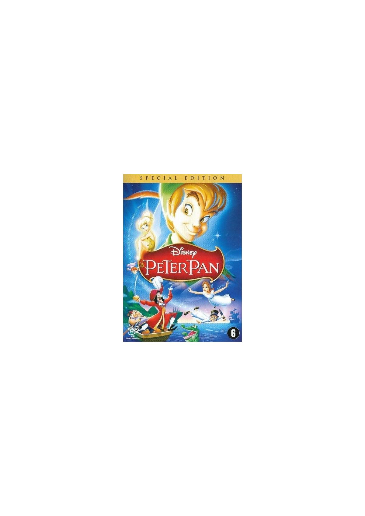 Couverture DVD de Peter Pan. Peter Pan, Clochette, Capitaine Crochet et d'autres personnages.