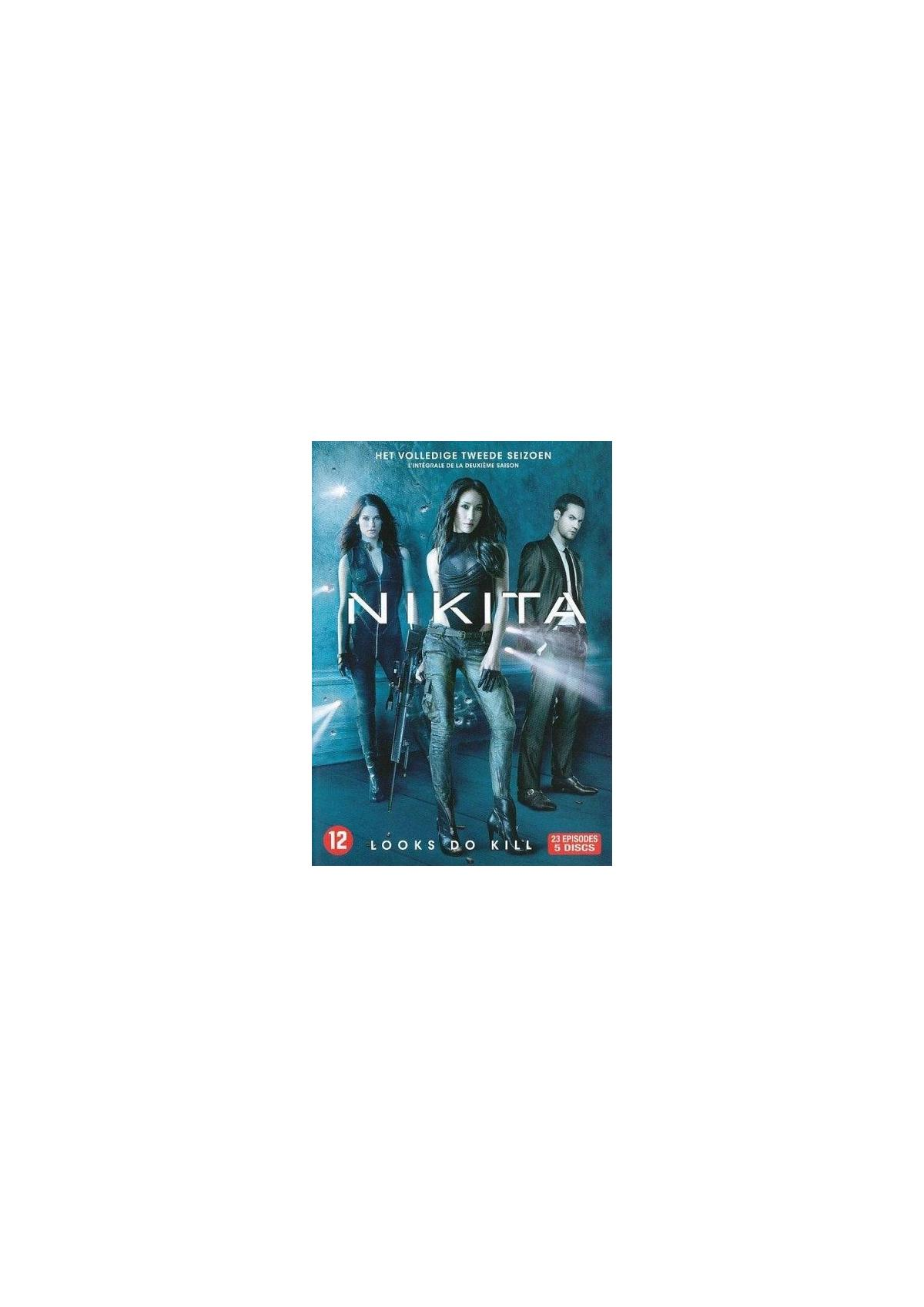 Couverture de DVD avec trois femmes et un homme. Titre : Nikita. Fond sarcelle avec texte. Looks Do Kill.