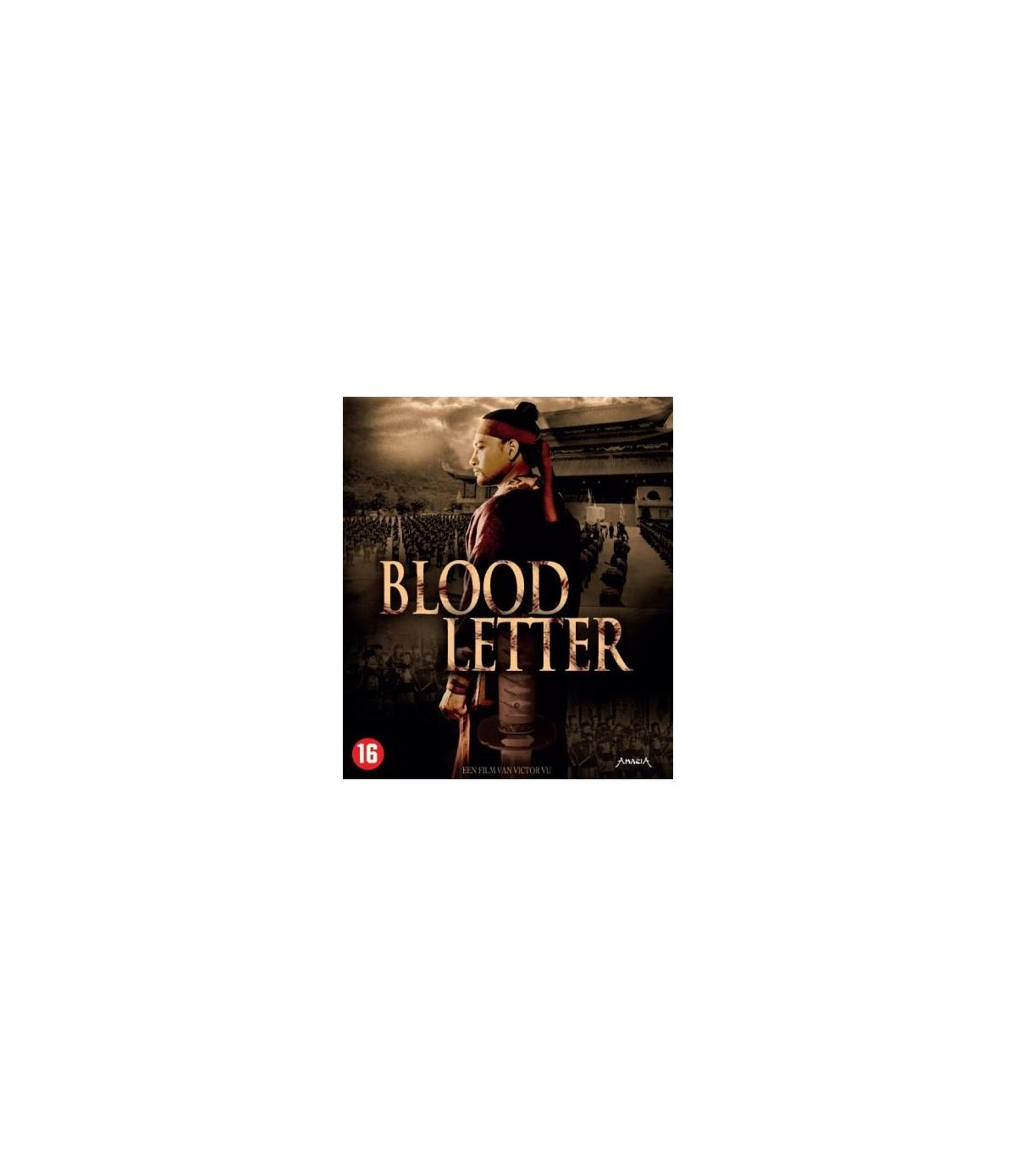 Filmposter. Een man staat achterom te kijken. De titel 'Blood Letter' staat bovenaan.