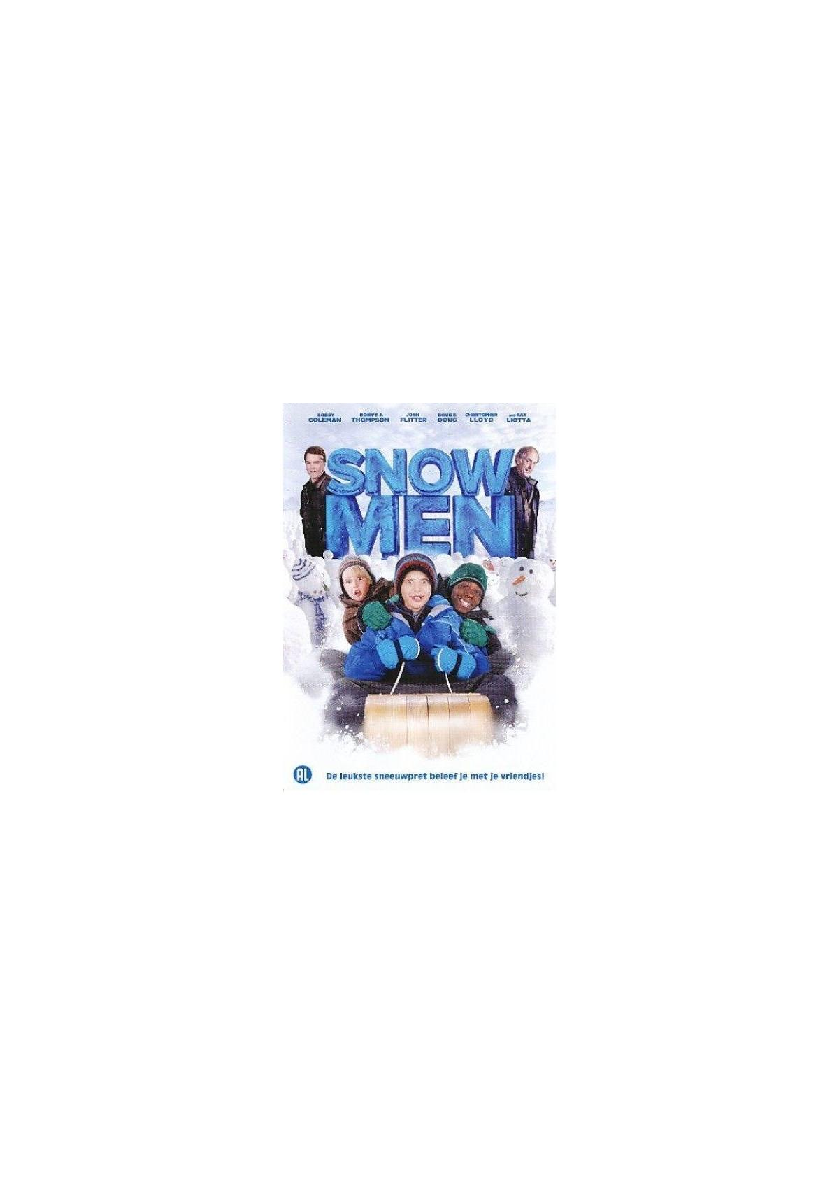 Filmposter van een winterscène met kinderen en sneeuwpoppen.