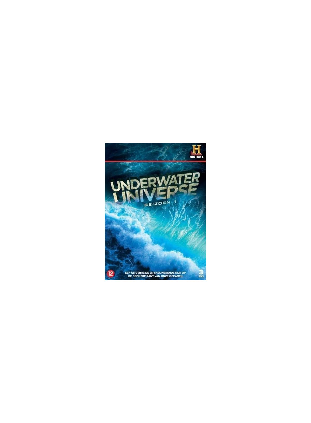 Couverture DVD d'Underwater Universe. Montre des vagues océaniques. Le logo de The History Channel est en haut.