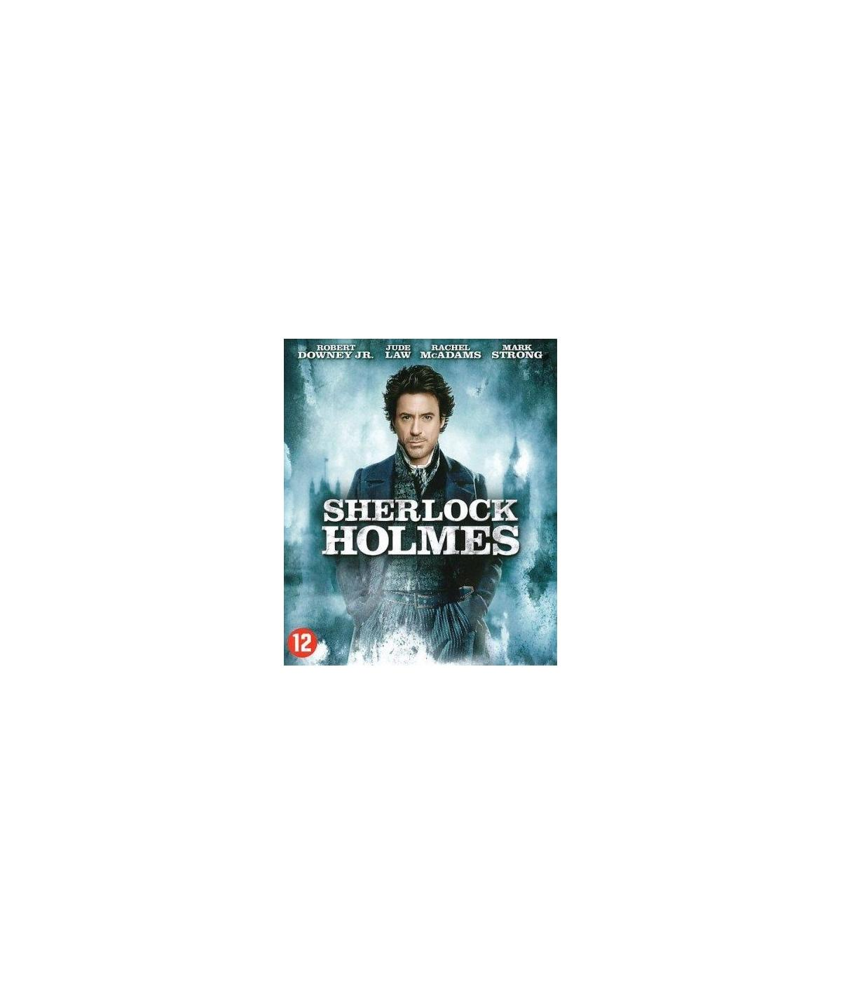 Couverture DVD Sherlock Holmes avec Robert Downey Jr. dans un cadre sombre.