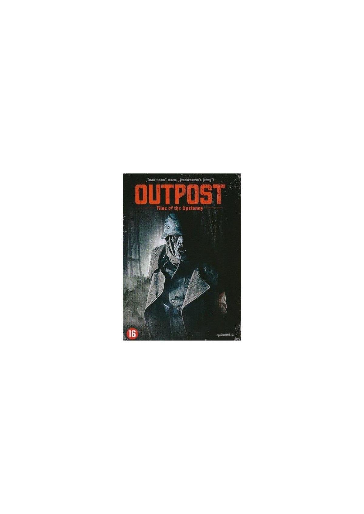 Affiche du film Outpost. Un homme portant un casque. Titre du film au milieu.