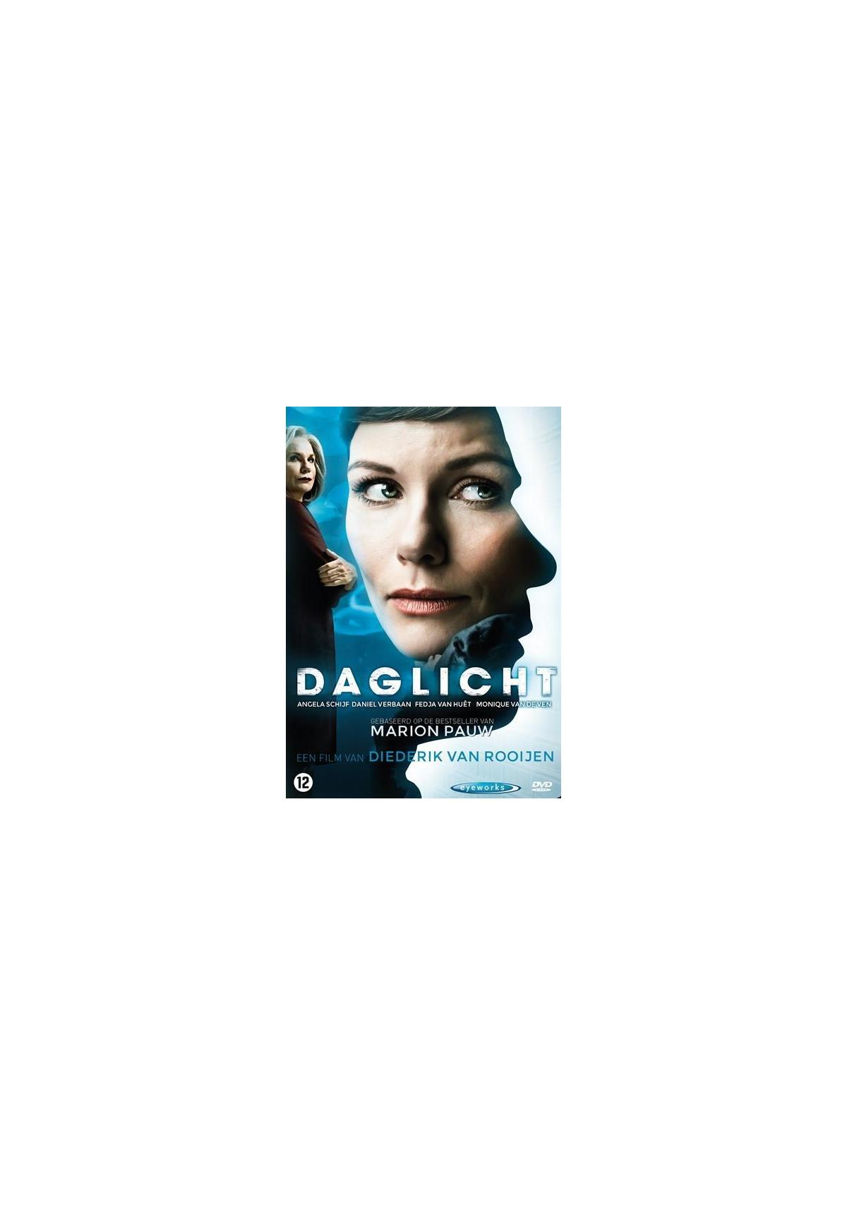 Daglicht DVD-cover. Het gezicht van een vrouw is in tweeën gesplitst, met het gezicht van een andere vrouw op de achtergrond.