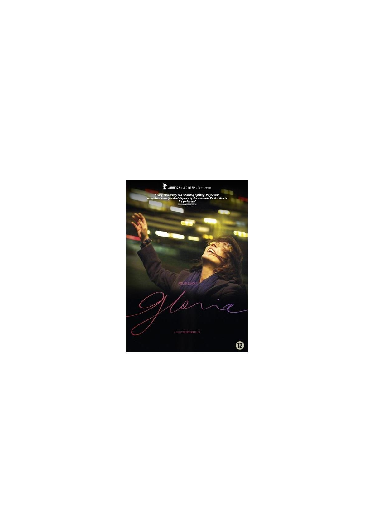 DVD-hoes: een vrouw die haar handen omhoog doet met de titel Gloria op de hoes.