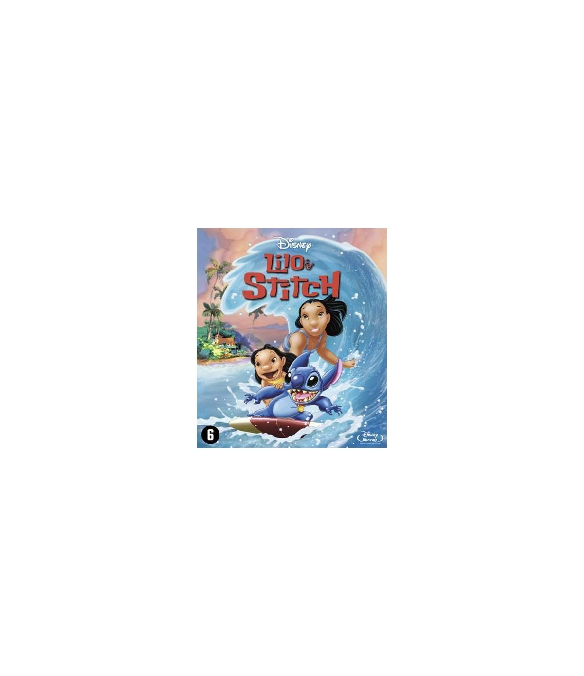 Couverture du DVD Lilo & Stitch. Lilo, Stitch et Nani sur la couverture devant une vague.