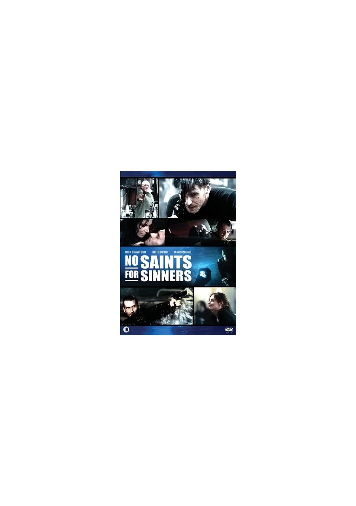 Filmposter met verschillende afbeeldingen van mannen en vrouwen, met de titel 'NO SAINTS FOR SINNERS'.