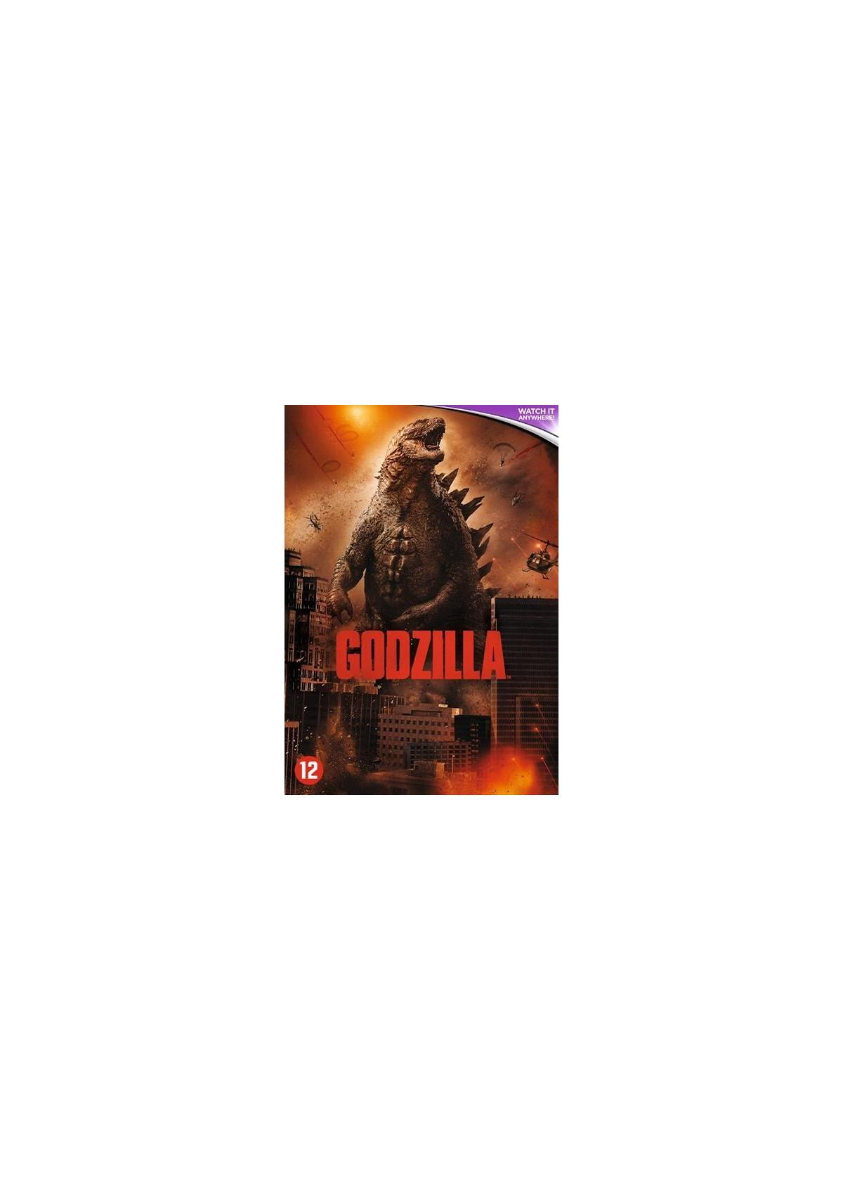 Filmposter met een Godzilla. Titel: Godzilla.