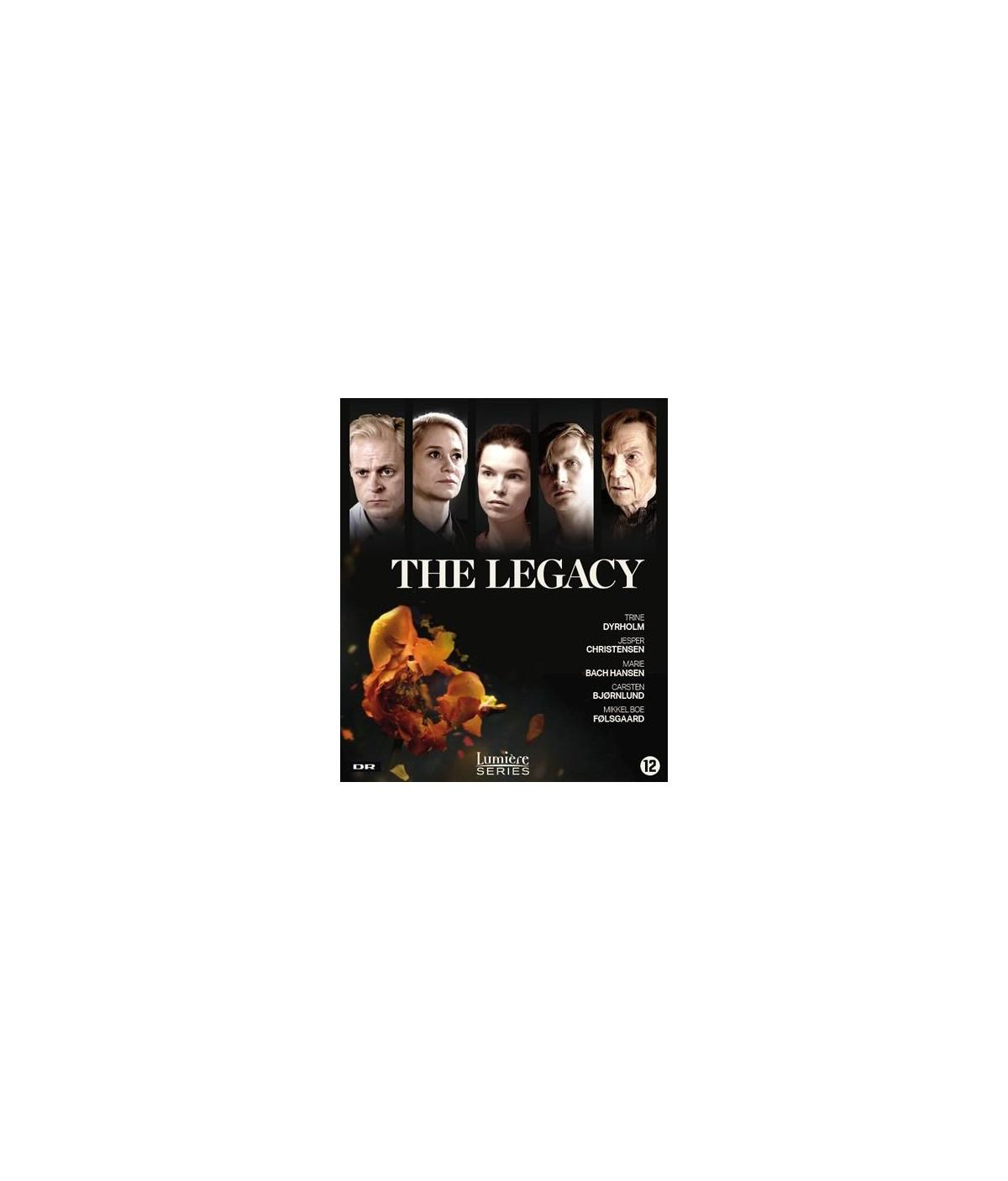 The Legacy dvd-cover. De gezichten van vijf mensen worden getoond. Titel en namen van acteurs zijn zichtbaar.