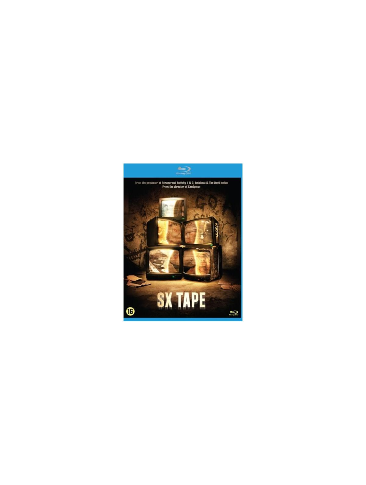Couverture DVD pour 'SX Tape', un film d'horreur avec des téléviseurs.