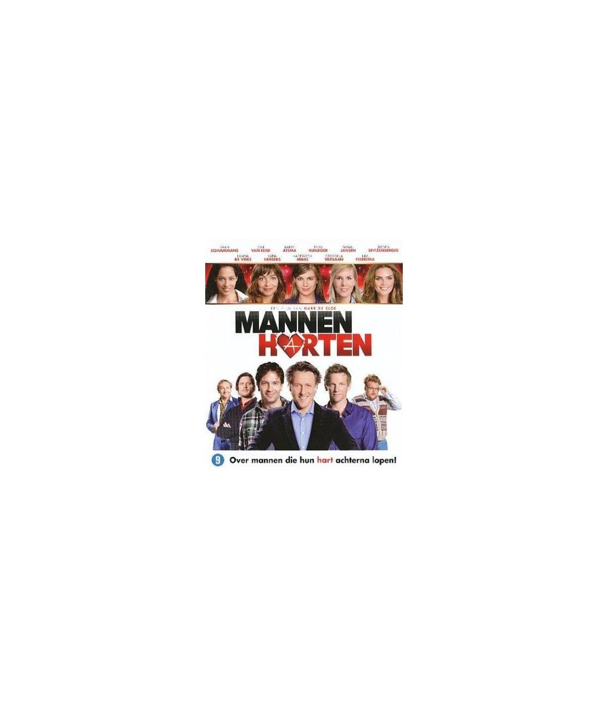 Filmposter voor de film 'Mannen Harten'. Groep mensen onderaan, gezichten bovenaan.