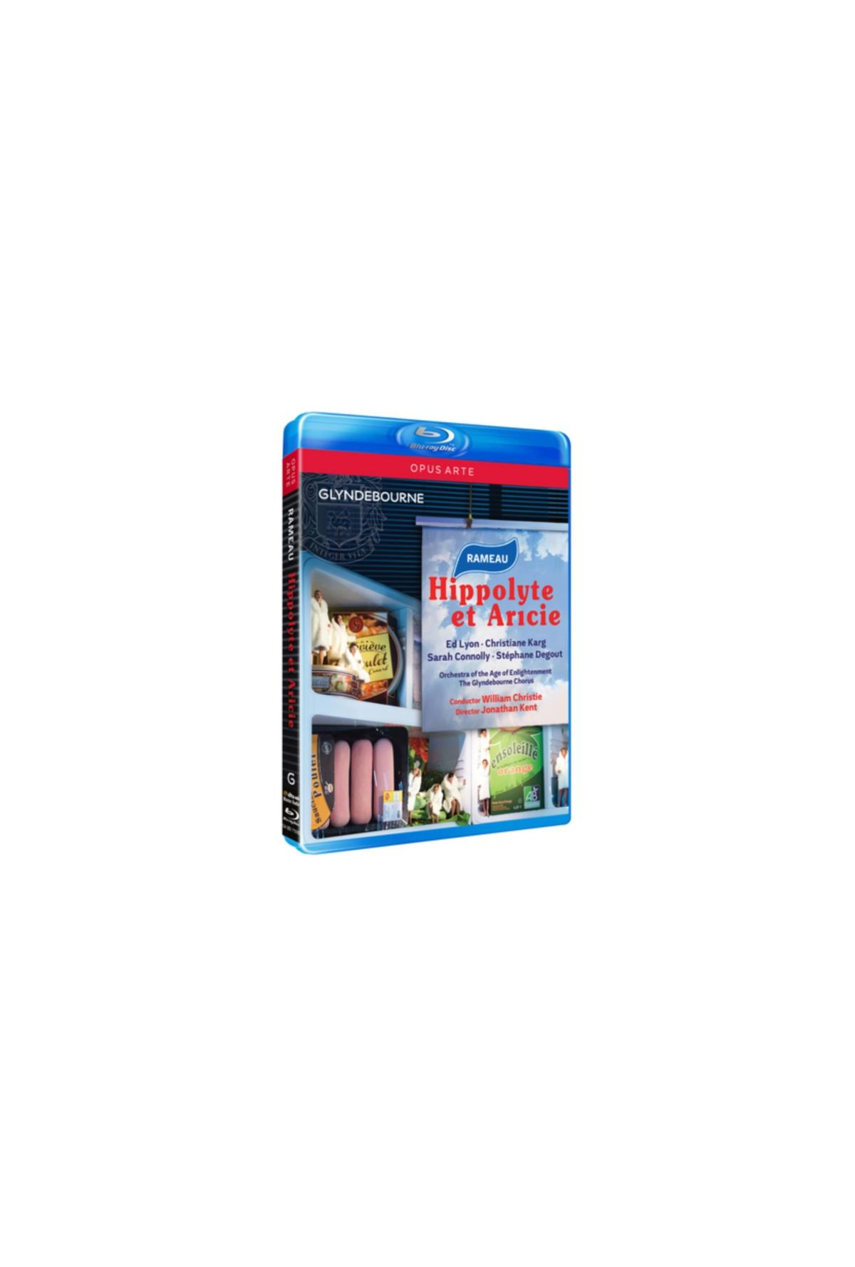 Couverture Blu-ray pour 'Hippolyte et Aricie'. Une boîte avec des images colorées de l'opéra.