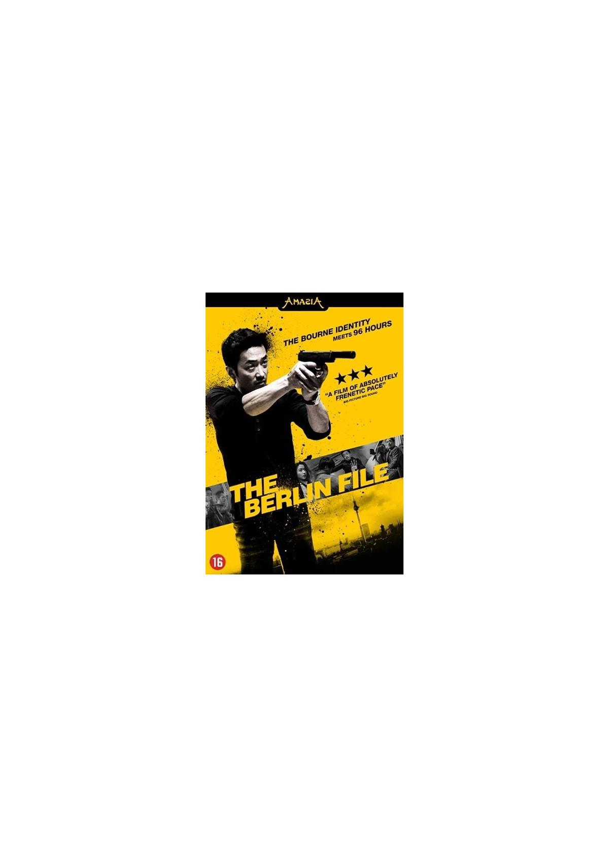 Couverture du DVD The Berlin File. Un homme tenant une arme sur fond jaune et noir.