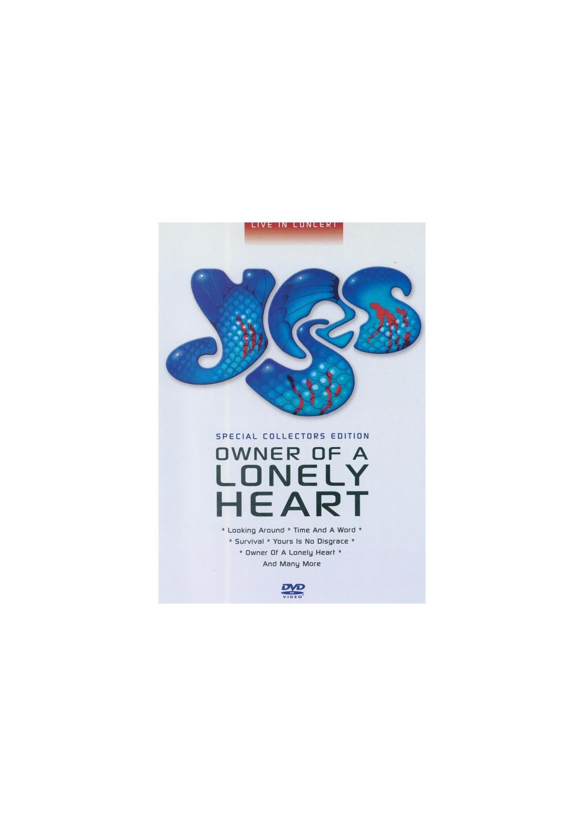 Couverture DVD : 'Yes - Owner of a Lonely Heart'. Logo bleu sur fond blanc.