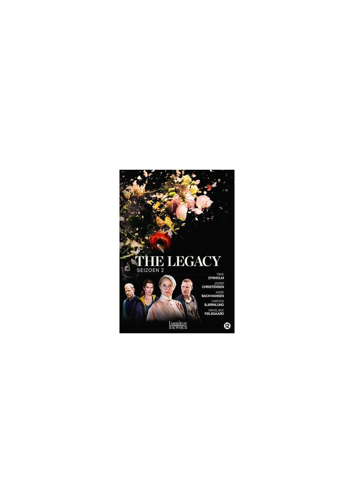 Couverture du DVD The Legacy saison 2. Des gens devant un fond noir avec des fleurs.