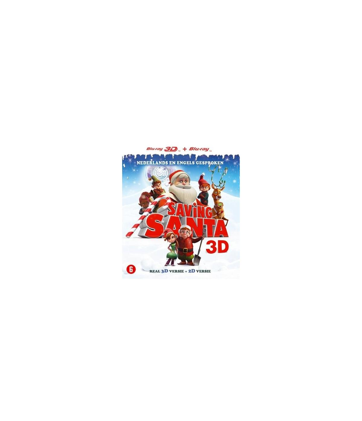 Couverture de film : Père Noël et elfes. Titre : Saving Santa 3D.