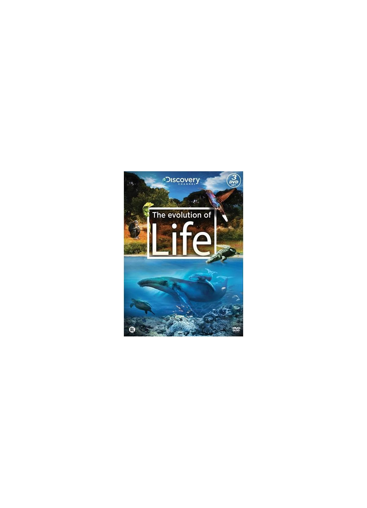 De Evolution of Life dvd-hoes. Een walvis, een dolfijn en verschillende dieren in de oceaan.
