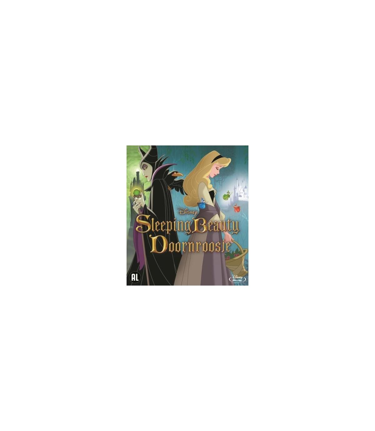 Couverture du film : 'La Belle au bois dormant'. Présente Maléfique et Aurore, la princesse, avec un panier.