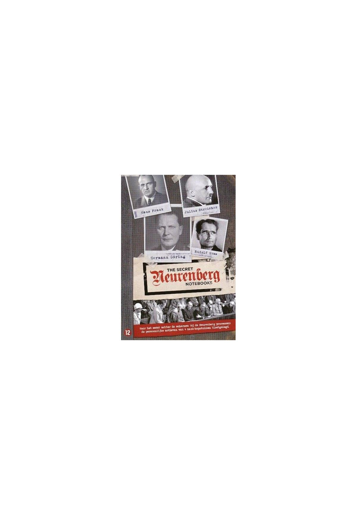 Affiche avec des images d'hommes et le texte 'The Secret Nuremberg Notebooks'.