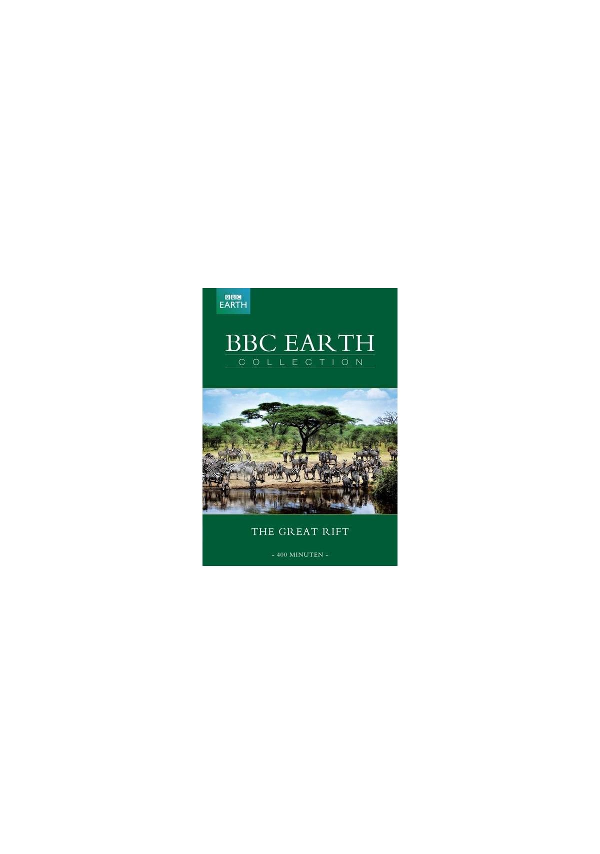 BBC Earth Collection : The Great Rift. Une couverture verte avec des animaux près de l'eau.