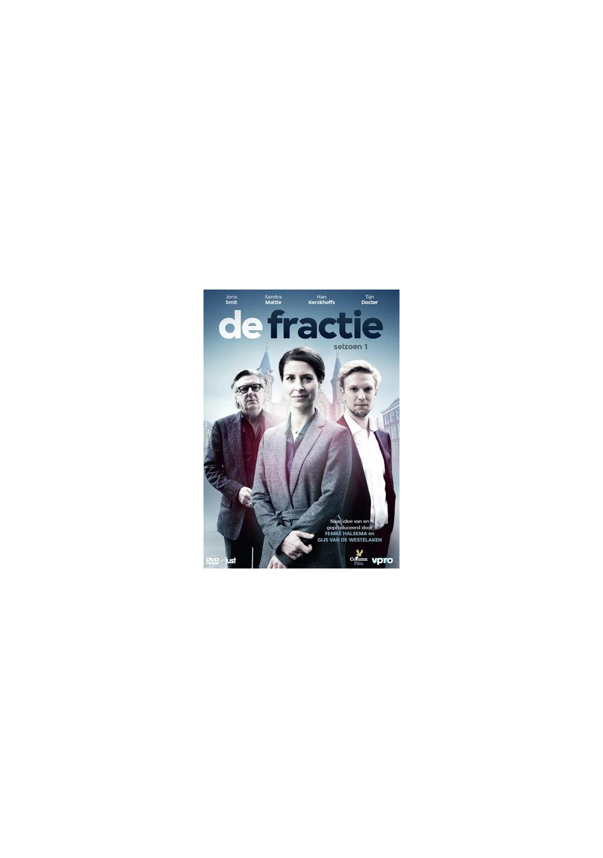 Filmposter: drie personen, titel: De Fractie.