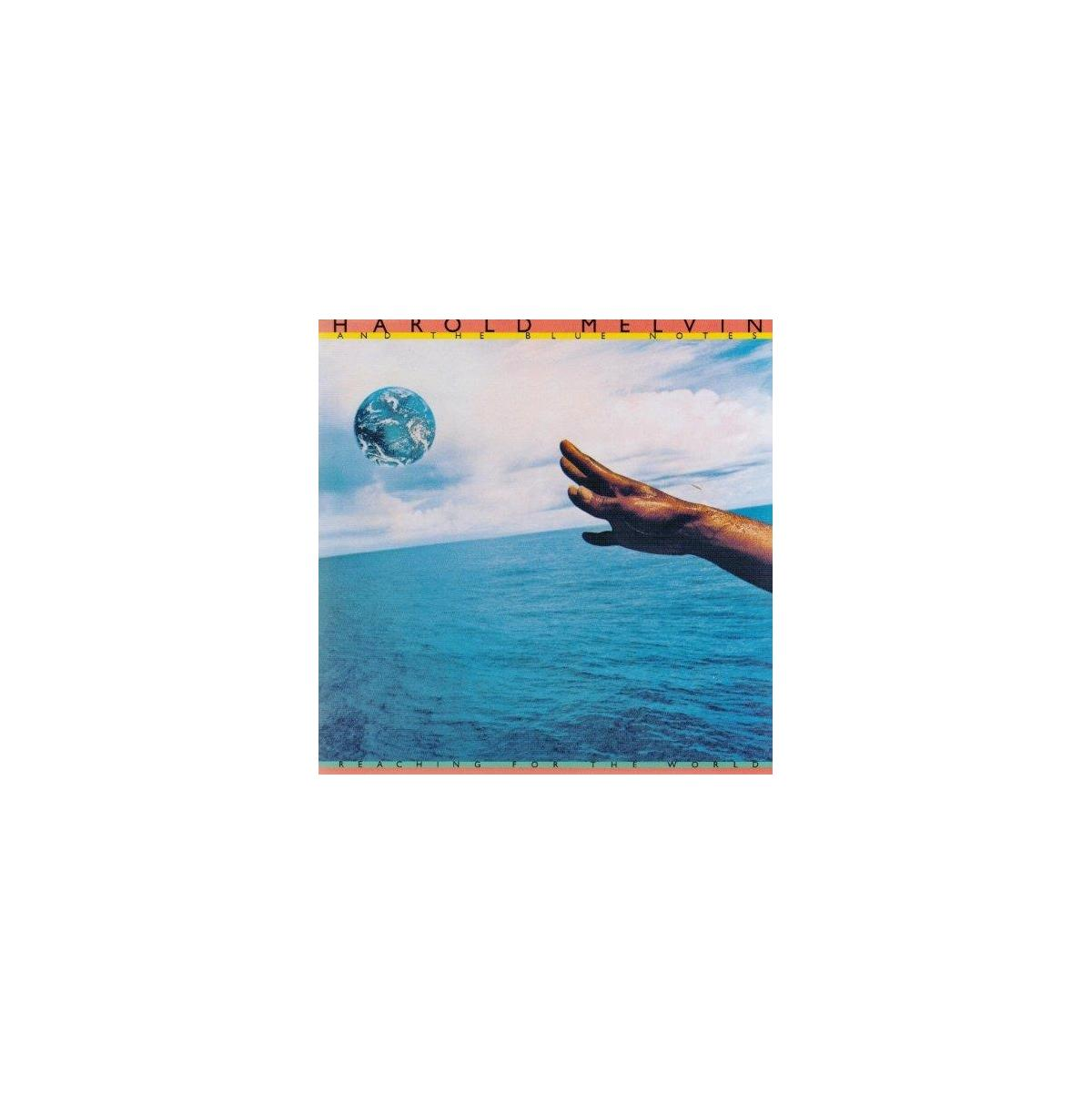Albumhoes 'Reaching for the World' van Harold Melvin & The Blue Notes. Hand reikt naar de aarde.