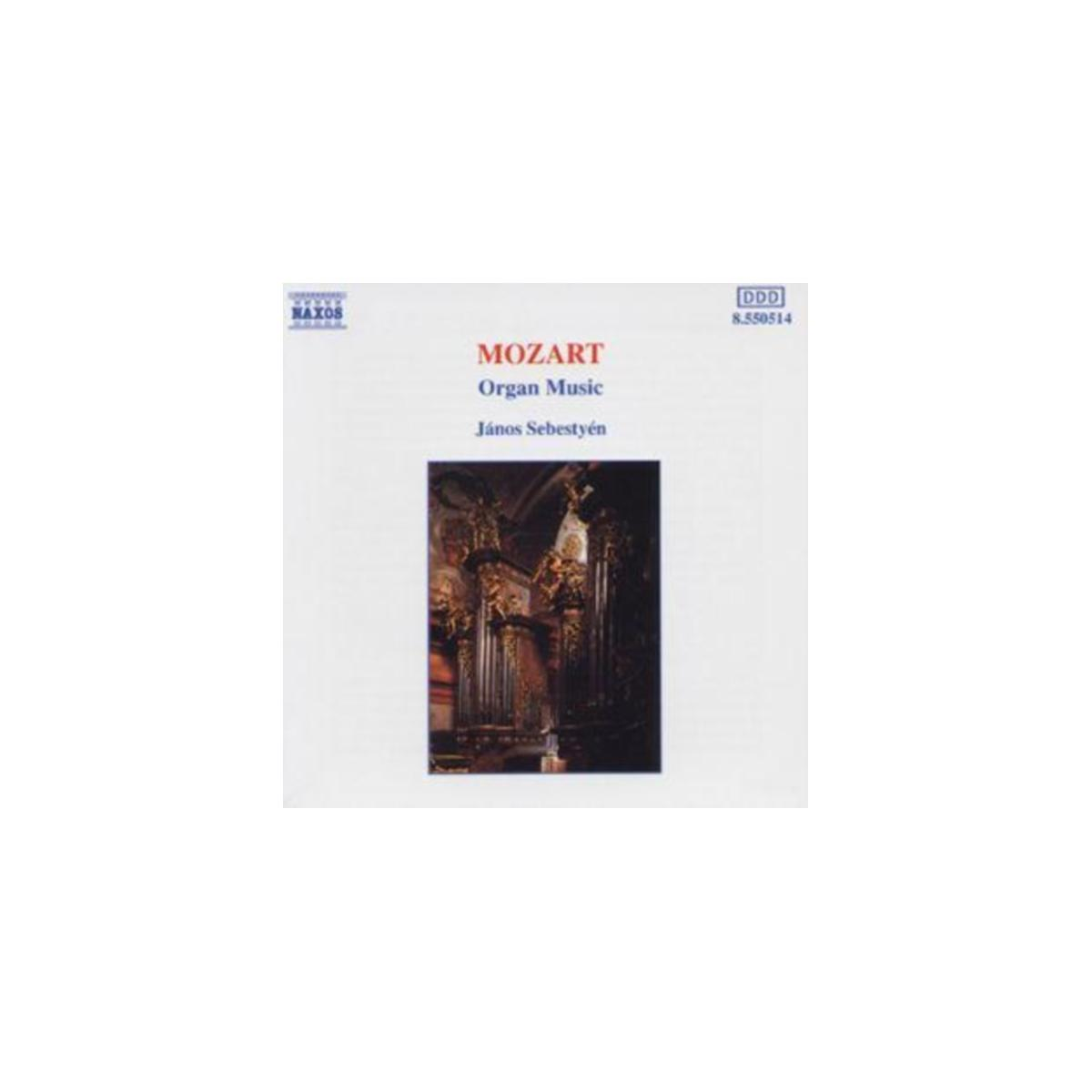 Albumhoes met orgelmuziek van Mozart. Bevat een kerk en een orgel.