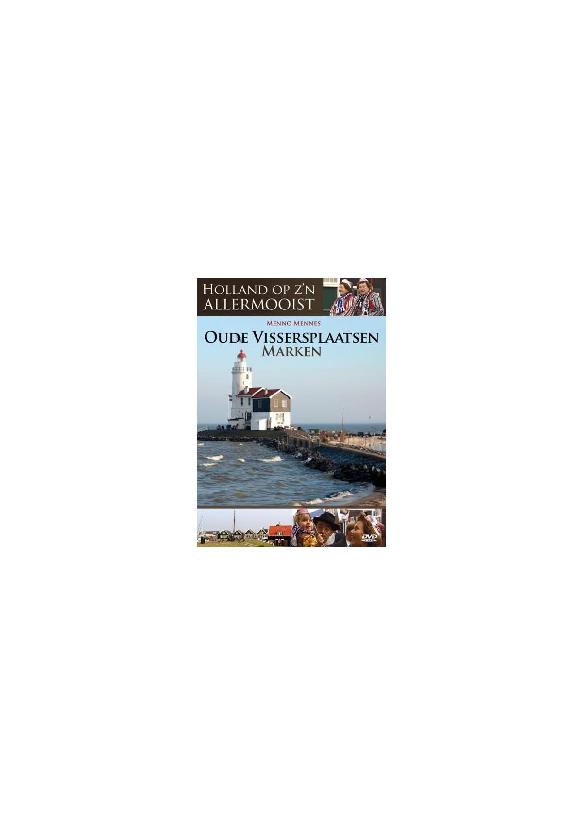 Couverture de film : Un phare sur l'eau. Titre : OUDE VISSERSPLAATSEN MARKER. Texte en marron.