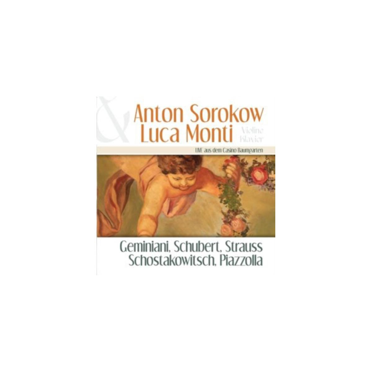 Albumcover met Anton Sorokow en Luca Monti. Afbeelding van een cherubijn met bloemen.