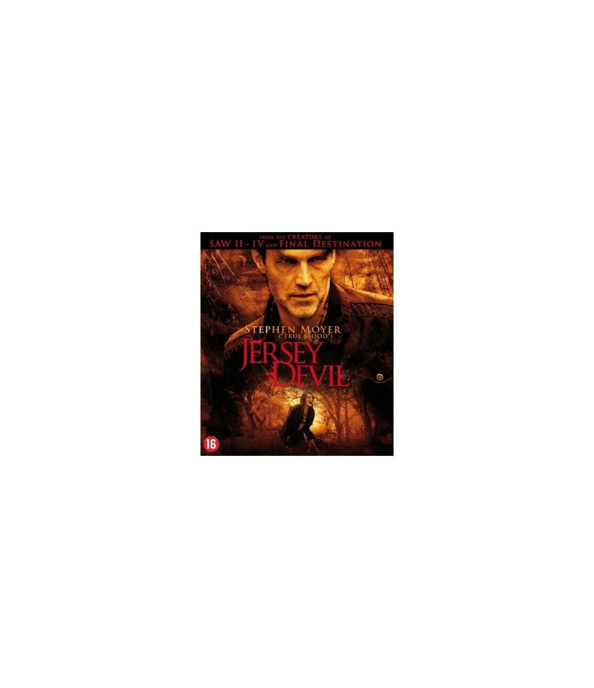 Couverture du film : Stephen Moyer. Titre : Jersey Devil. Forêt sombre en arrière-plan.